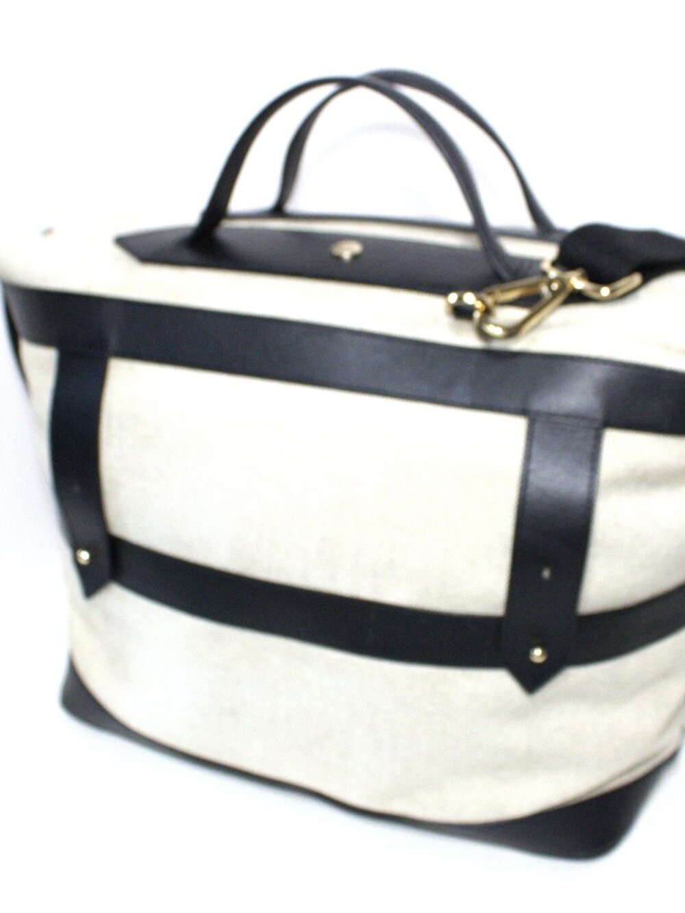 Paravel, Black and Creme Weekender Bag Nuetrals. Crossbody Strap, Gold Hardware